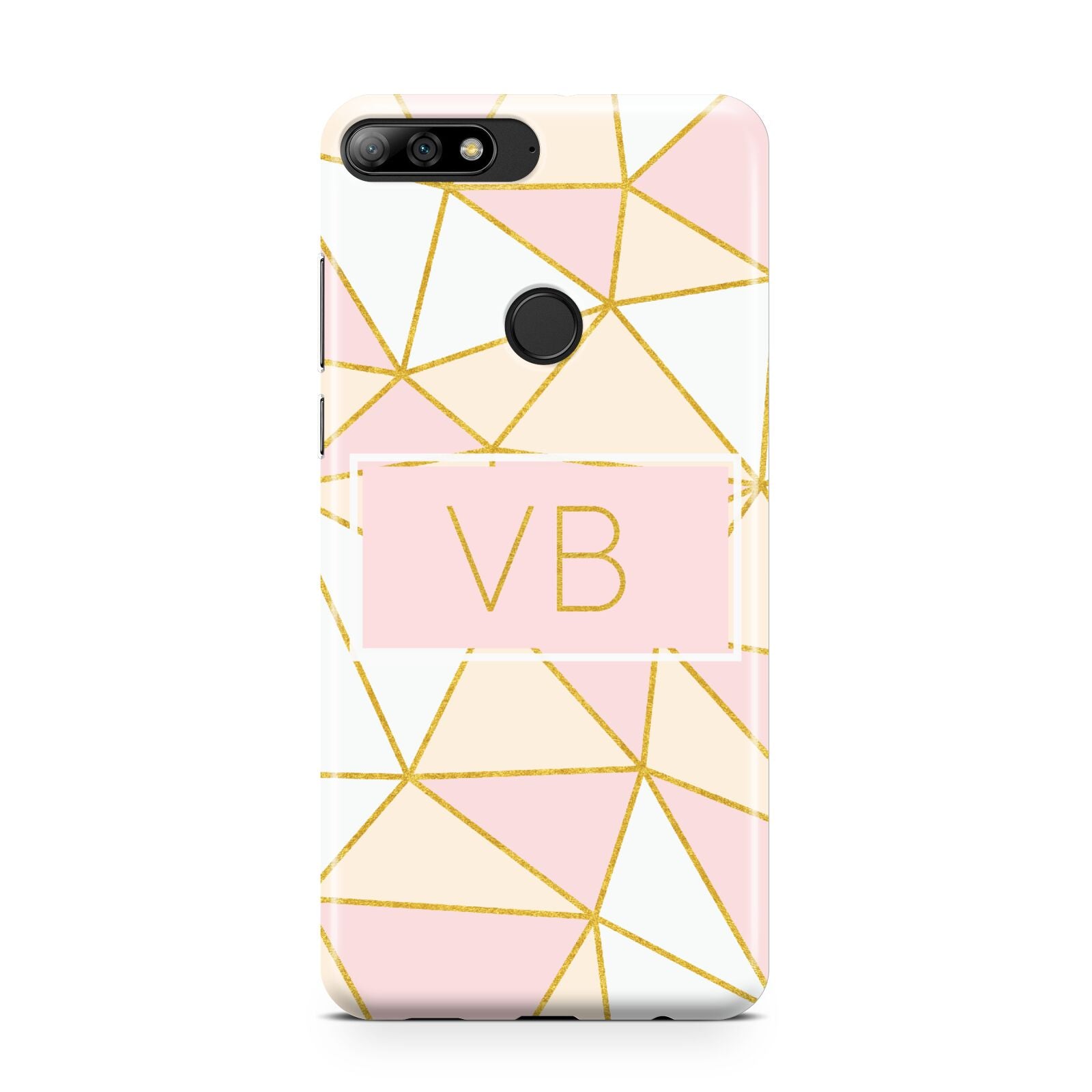 Personalised Gold Initials Geometric Huawei Y7 2018