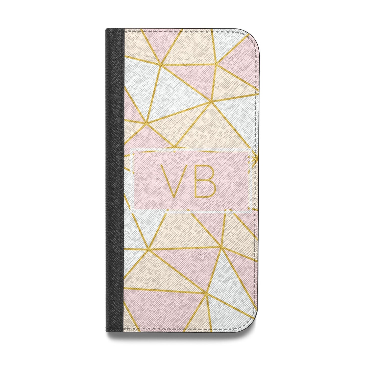 Personalised Gold Initials Geometric Vegan Leather Flip Samsung Case