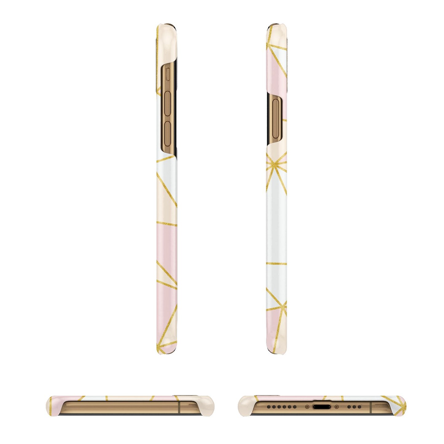 Personalised Gold Initials Geometric iPhone 11 3D Snap Case Angle Images