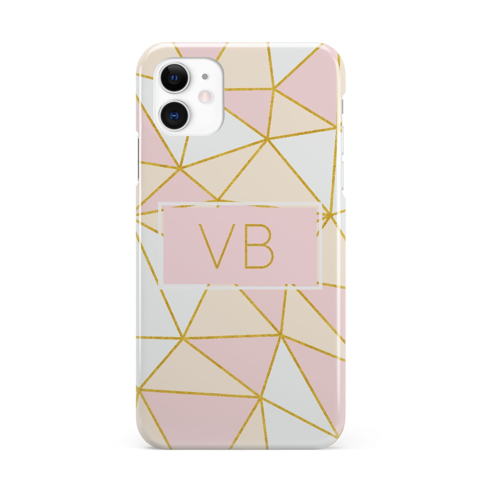 Personalised Gold Initials Geometric iPhone 11 3D Snap Case