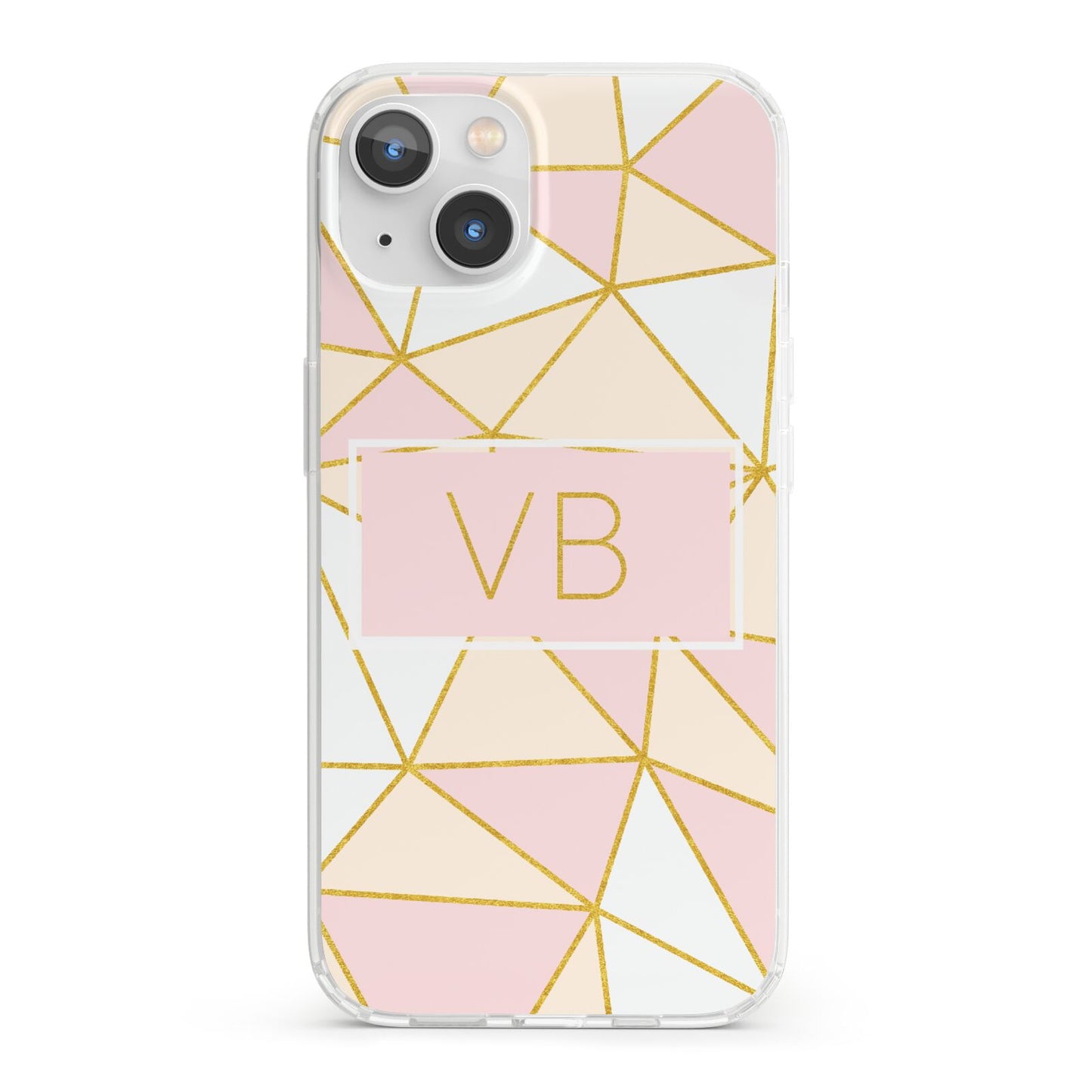 Personalised Gold Initials Geometric iPhone 13 Clear Bumper Case