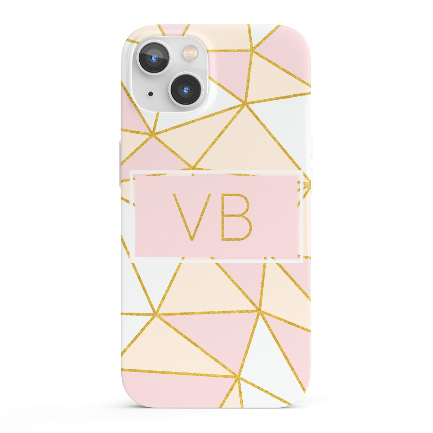 Personalised Gold Initials Geometric iPhone 13 Full Wrap 3D Snap Case