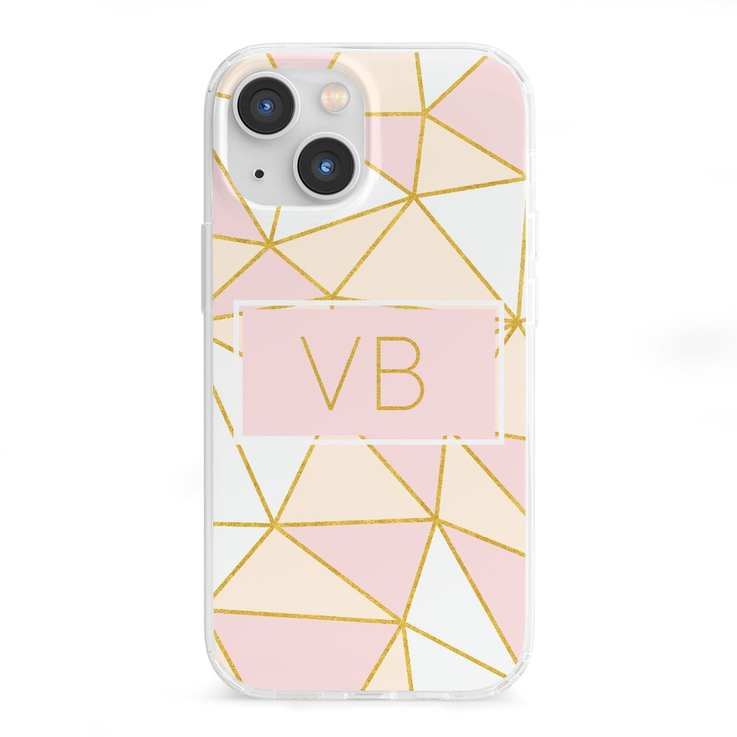 Personalised Gold Initials Geometric iPhone 13 Mini Clear Bumper Case