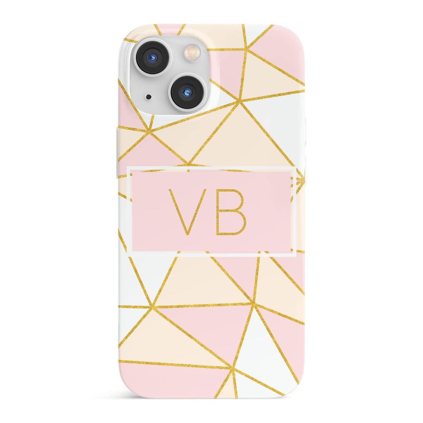 Personalised Gold Initials Geometric iPhone 13 Mini Full Wrap 3D Snap Case