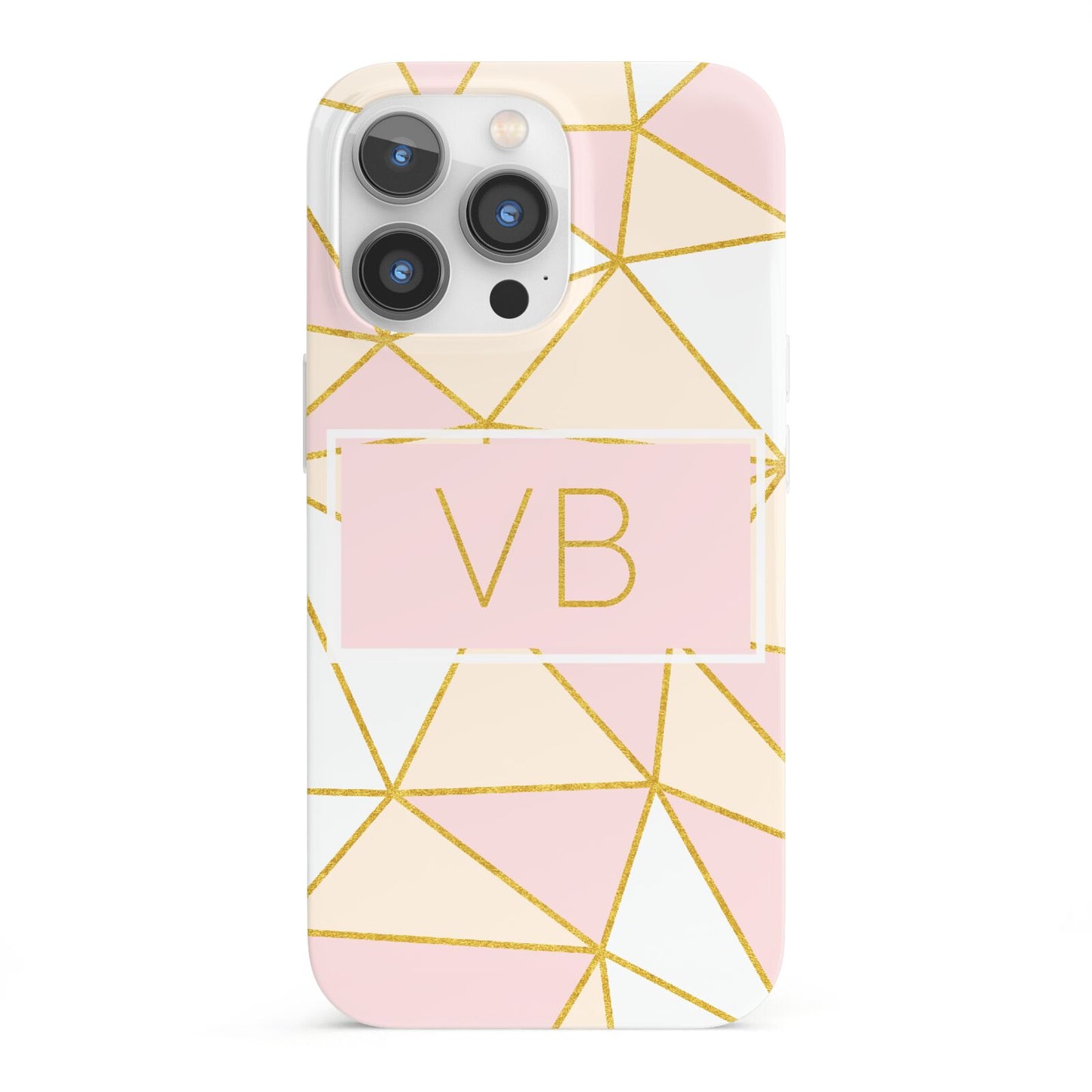 Personalised Gold Initials Geometric iPhone 13 Pro Full Wrap 3D Snap Case