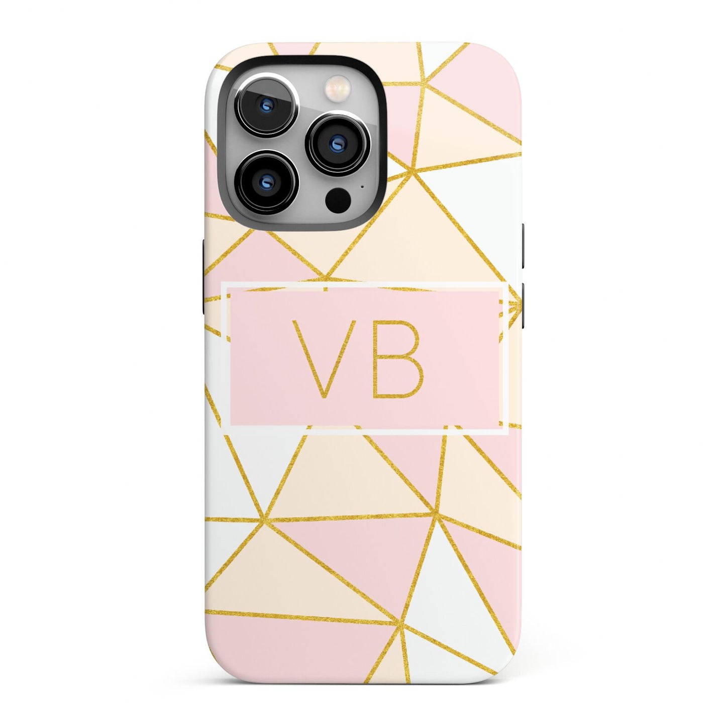 Personalised Gold Initials Geometric iPhone 13 Pro Full Wrap 3D Tough Case