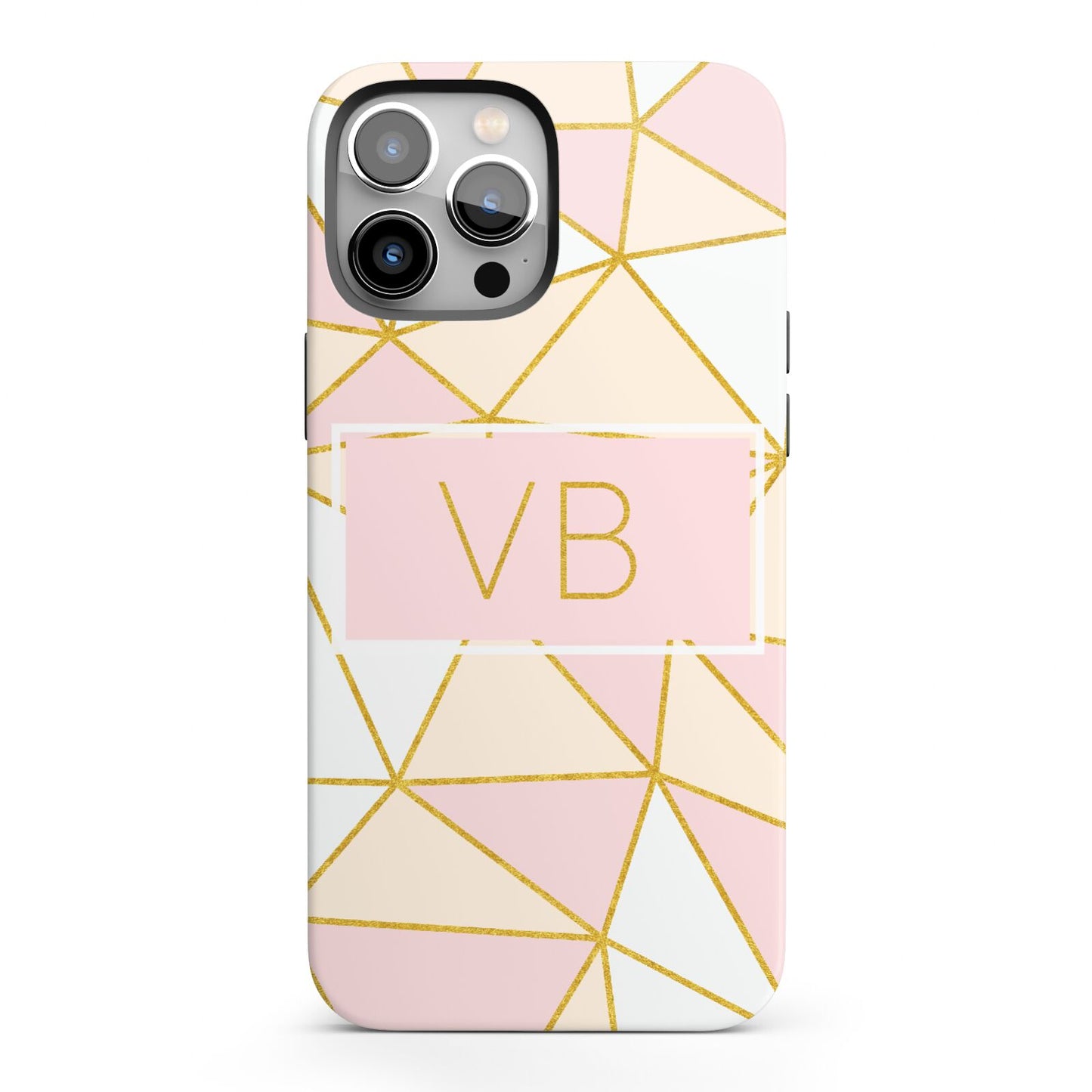 Personalised Gold Initials Geometric iPhone 13 Pro Max Full Wrap 3D Tough Case