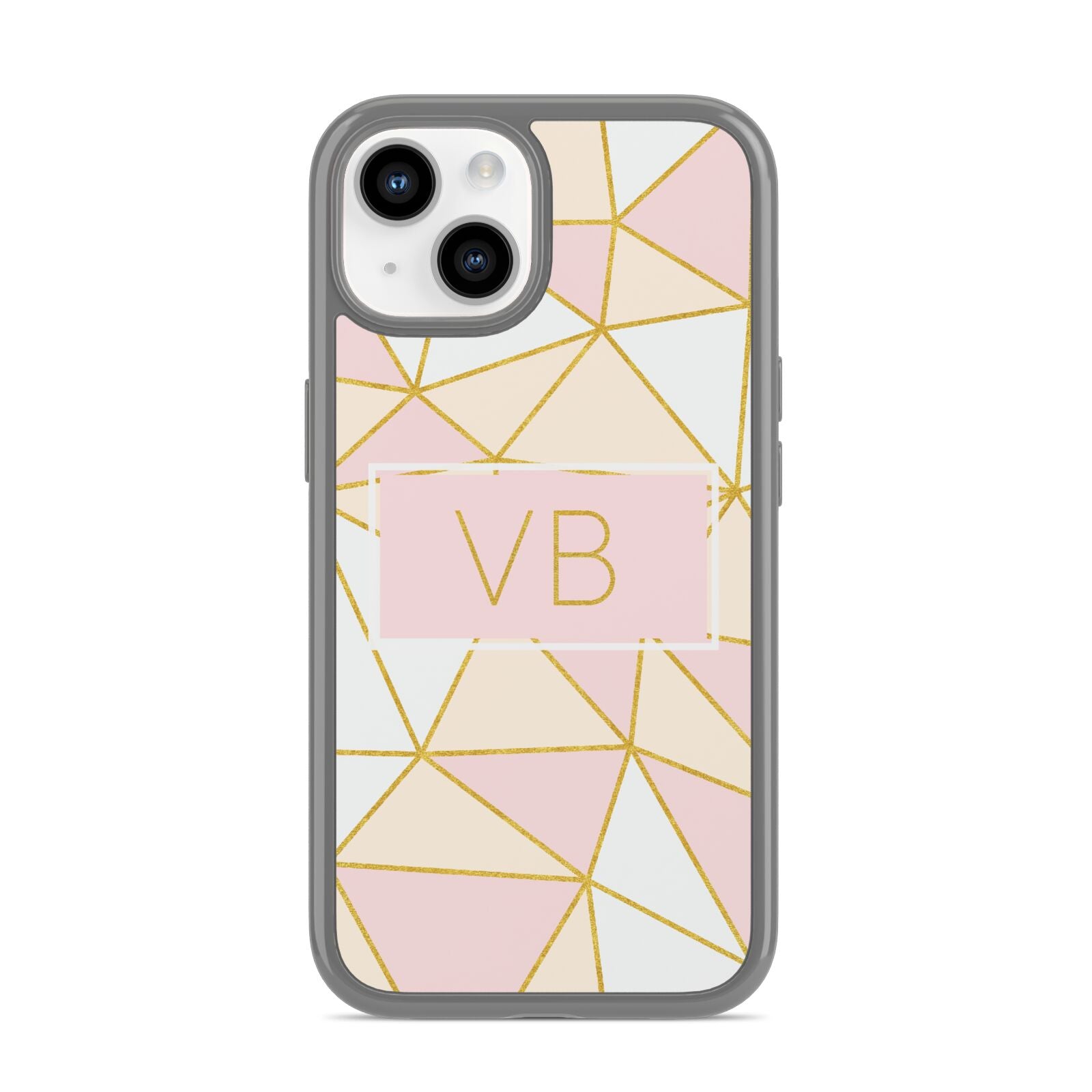 Personalised Gold Initials Geometric iPhone 14 Clear Tough Case Starlight