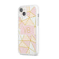 Personalised Gold Initials Geometric iPhone 14 Plus Clear Tough Case Starlight Angled Image