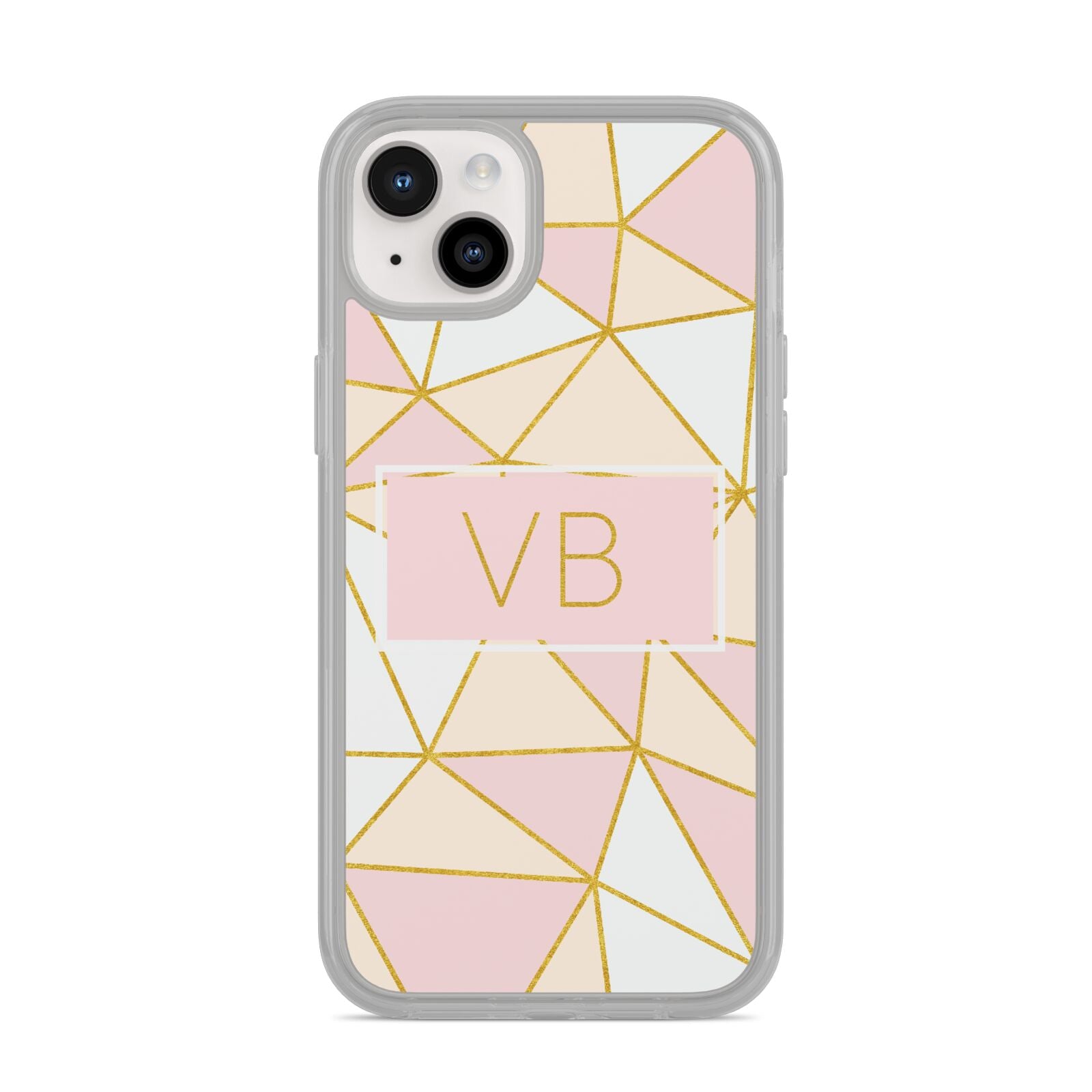 Personalised Gold Initials Geometric iPhone 14 Plus Clear Tough Case Starlight