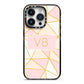 Personalised Gold Initials Geometric iPhone 14 Pro Black Impact Case on Silver phone