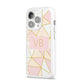 Personalised Gold Initials Geometric iPhone 14 Pro Clear Tough Case Silver Angled Image