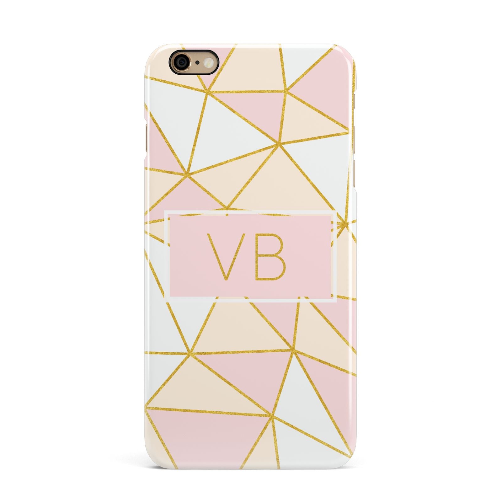 Personalised Gold Initials Geometric iPhone 6 Plus 3D Snap Case on Gold Phone