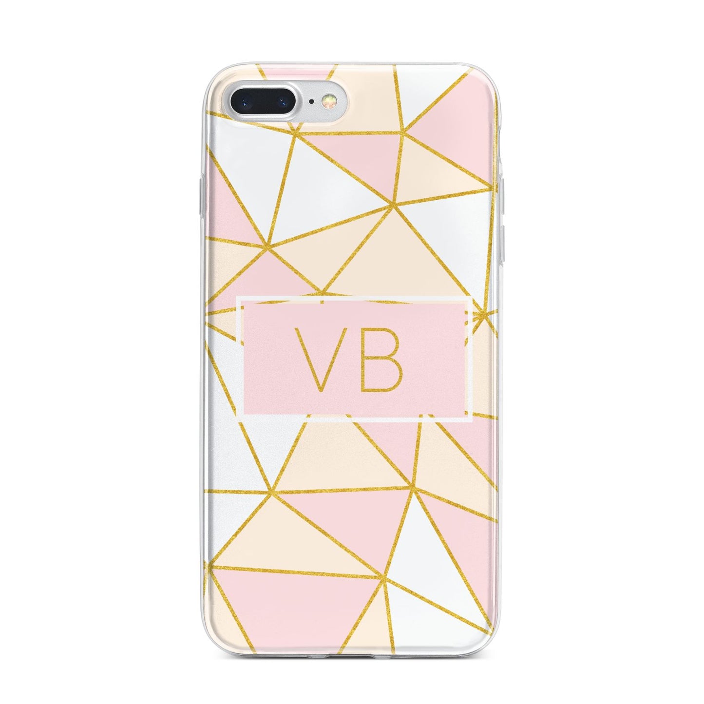 Personalised Gold Initials Geometric iPhone 7 Plus Bumper Case on Silver iPhone