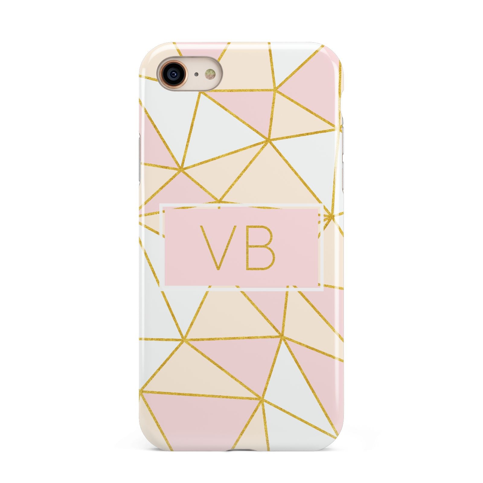 Personalised Gold Initials Geometric iPhone 8 3D Tough Case on Gold Phone