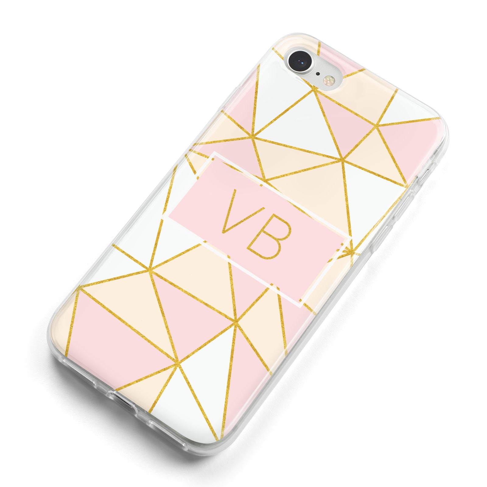 Personalised Gold Initials Geometric iPhone 8 Bumper Case on Silver iPhone Alternative Image