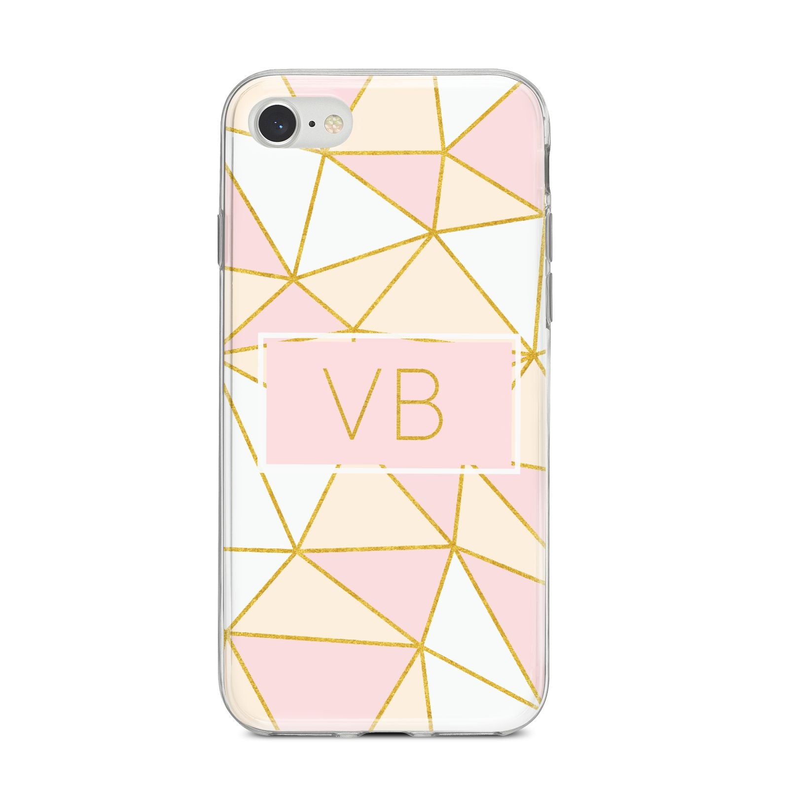 Personalised Gold Initials Geometric iPhone 8 Bumper Case on Silver iPhone