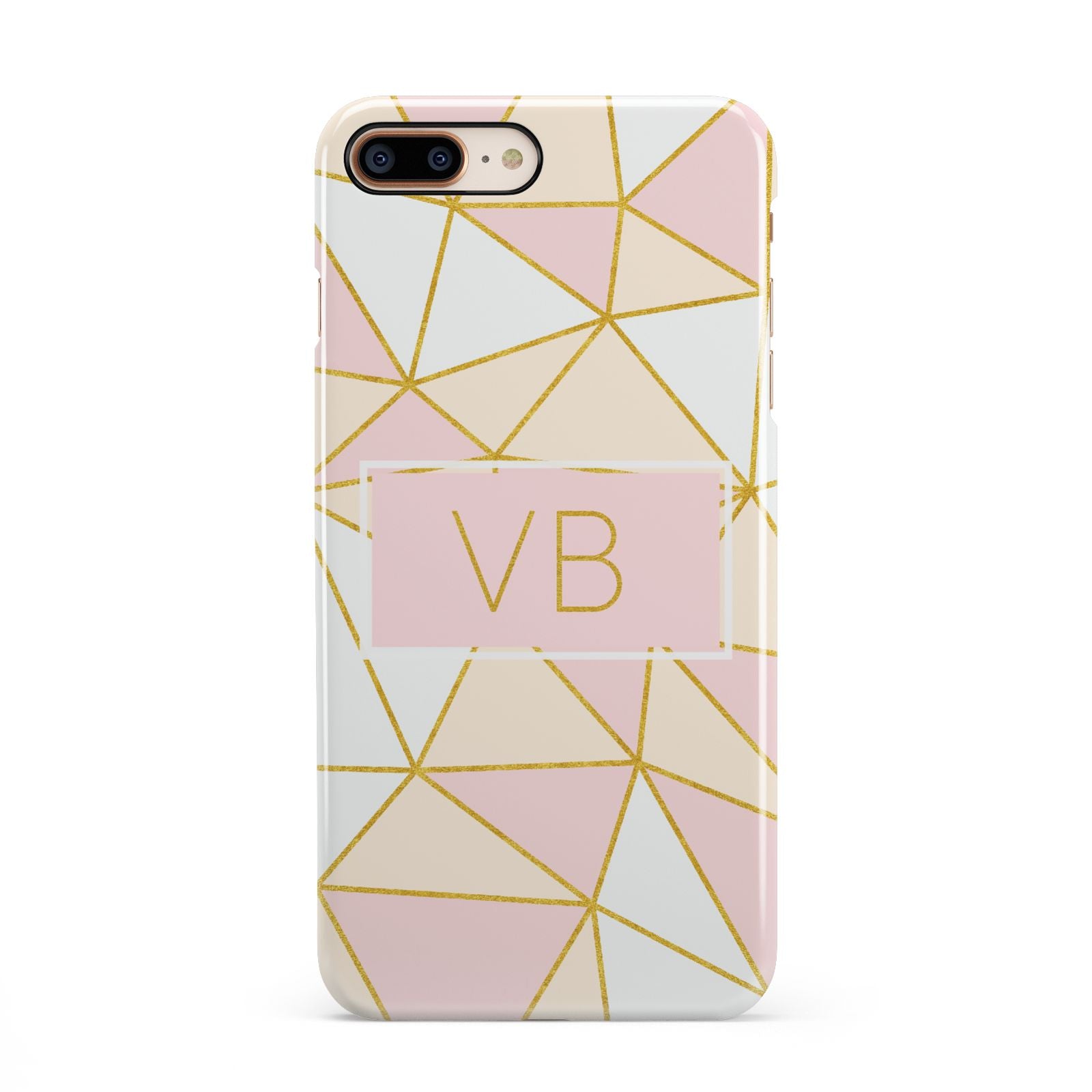 Personalised Gold Initials Geometric iPhone 8 Plus 3D Snap Case on Gold Phone