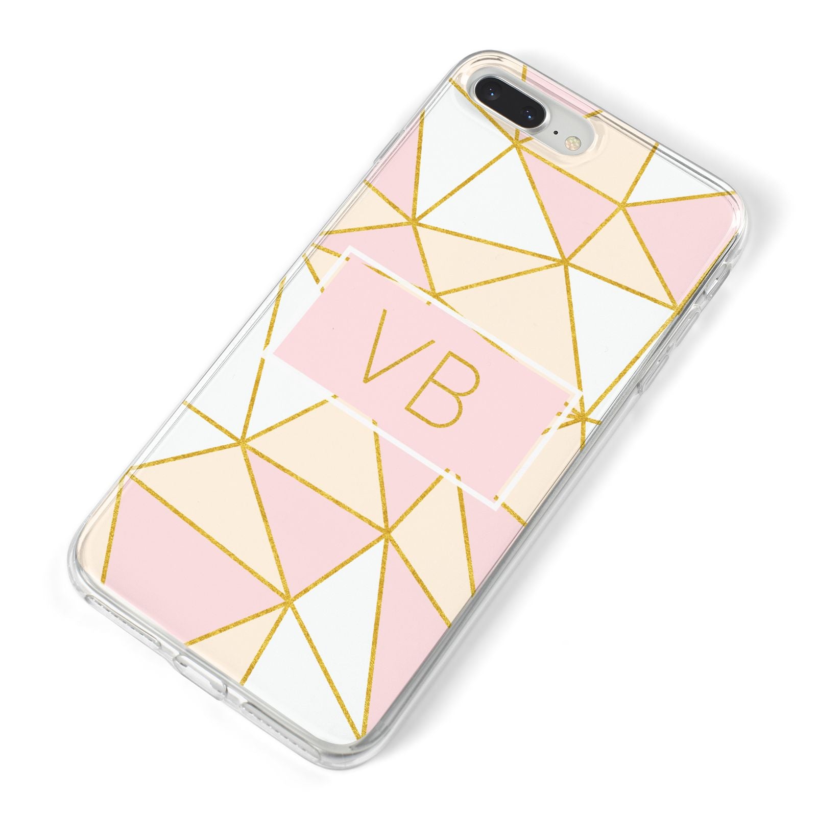 Personalised Gold Initials Geometric iPhone 8 Plus Bumper Case on Silver iPhone Alternative Image