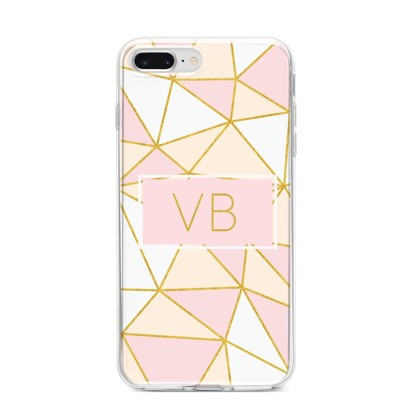 Personalised Gold Initials Geometric iPhone 8 Plus Bumper Case on Silver iPhone