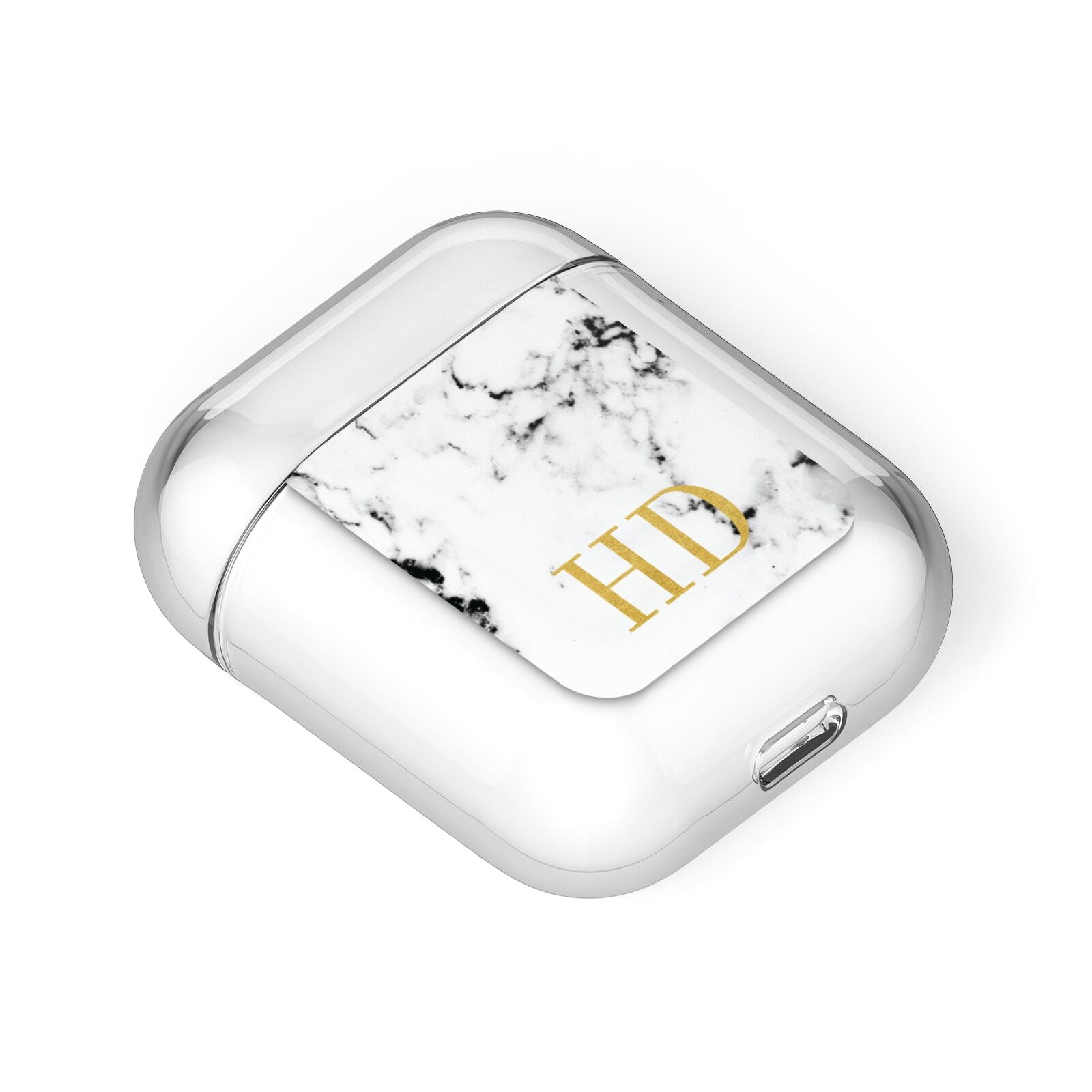Personalised Gold Initials Marble New AirPods Case Laid Flat