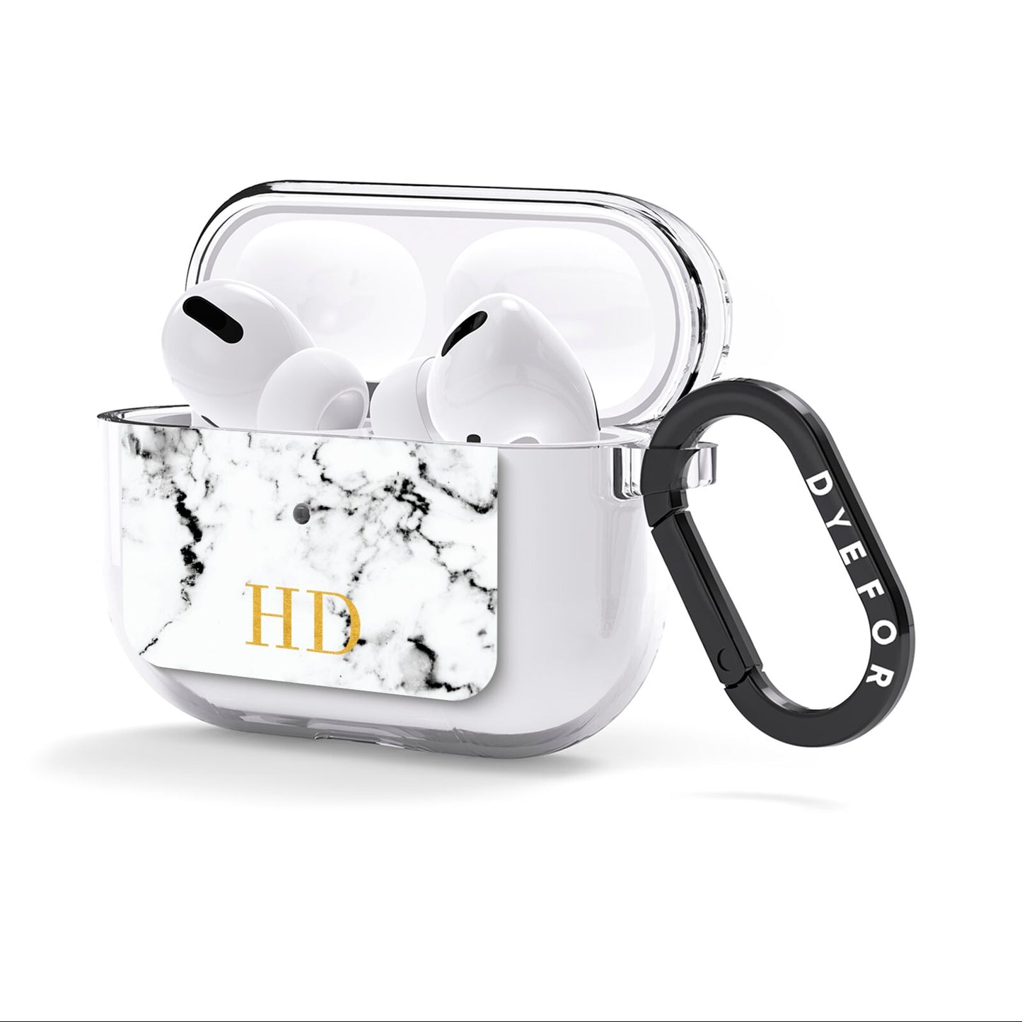 Personalised Gold Initials Marble New AirPods Clear Case 3rd Gen Side Image