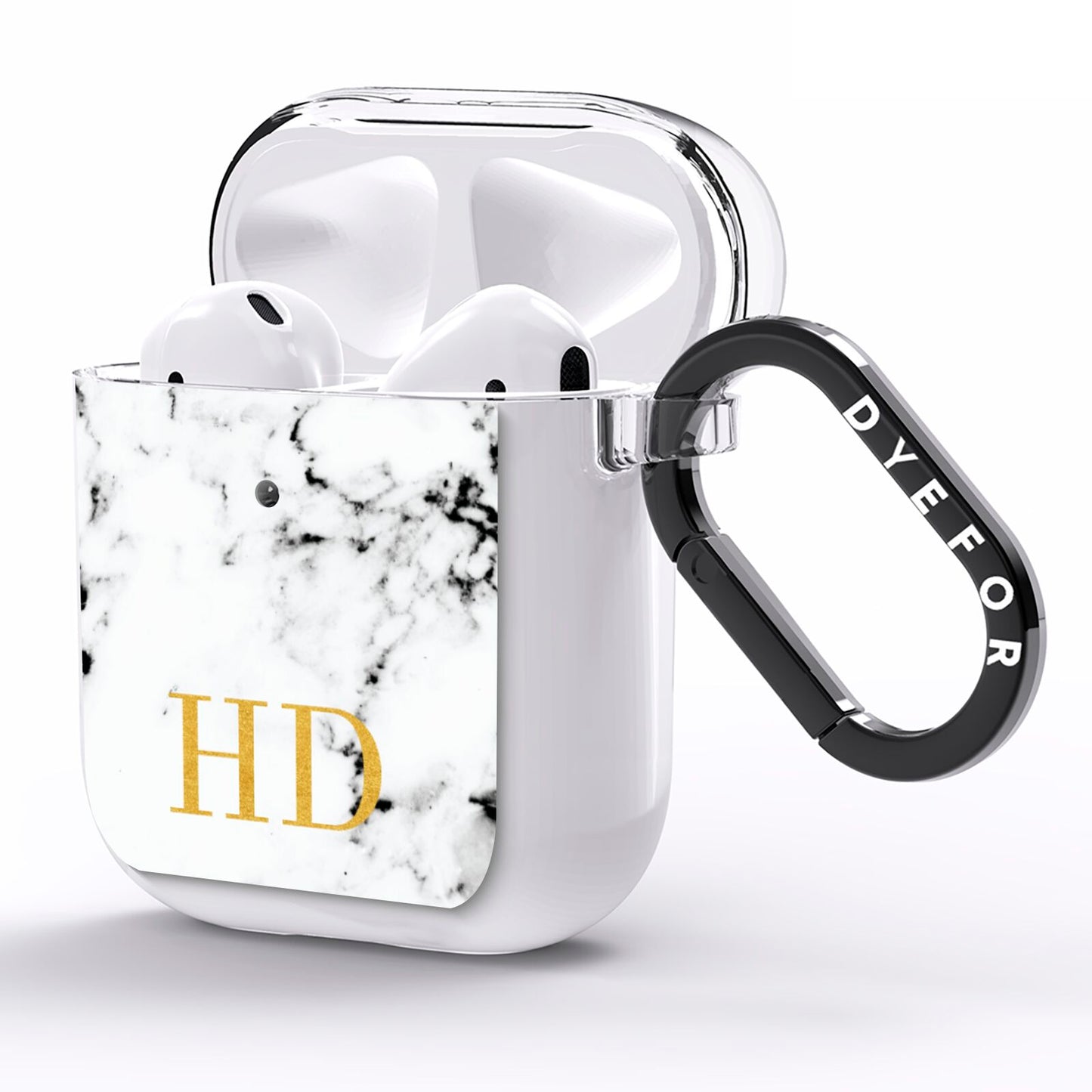 Personalised Gold Initials Marble New AirPods Clear Case Side Image
