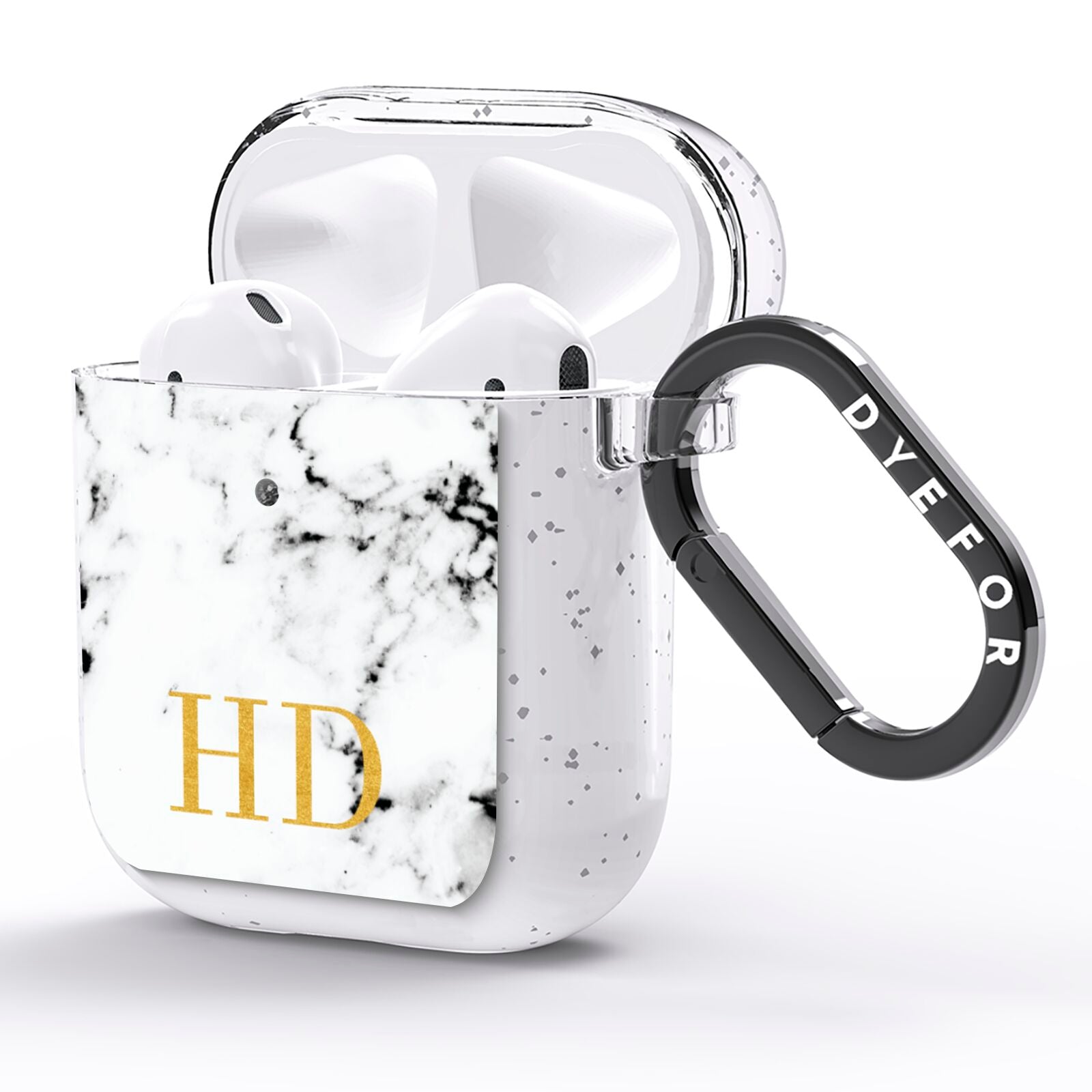 Personalised Gold Initials Marble New AirPods Glitter Case Side Image