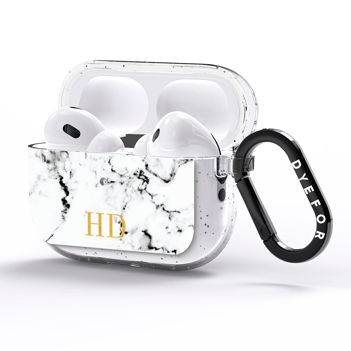 Personalised Gold Initials Marble New AirPods Pro Glitter Case Side Image