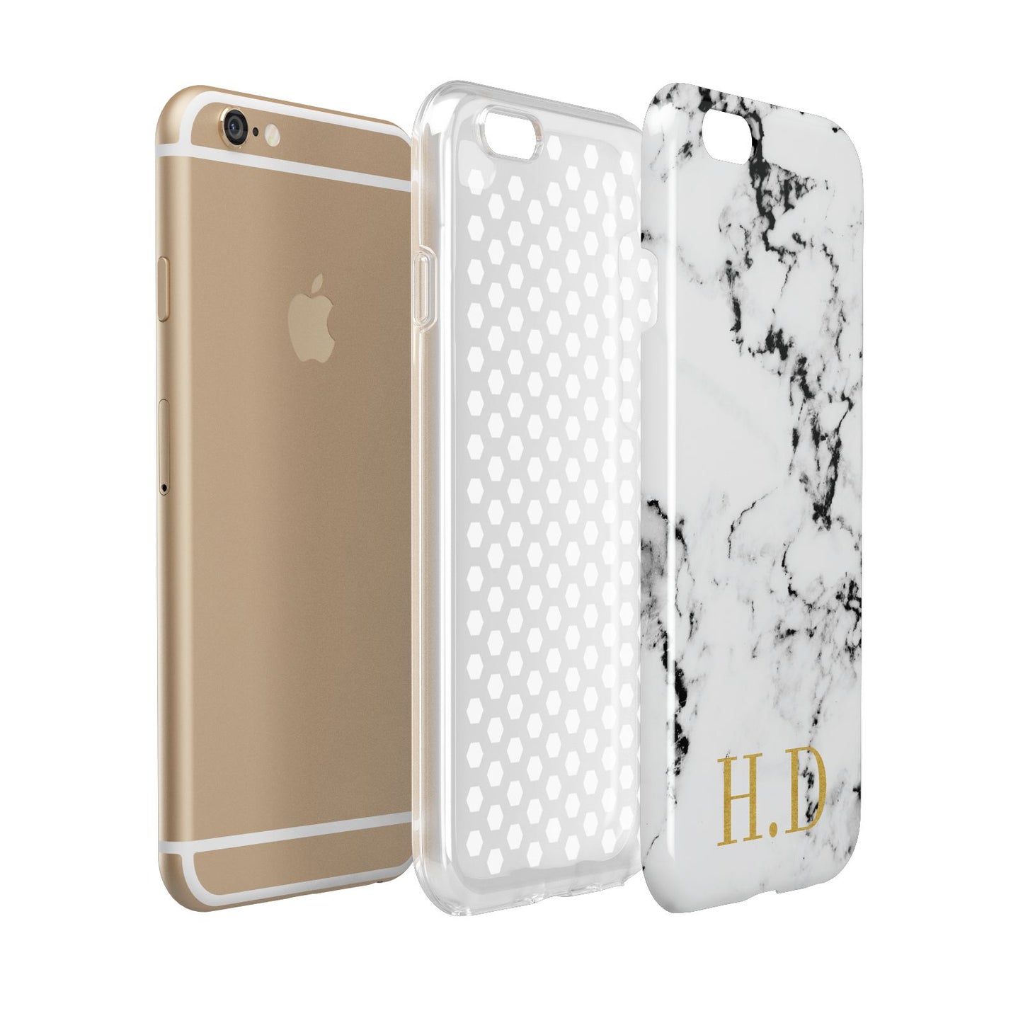 Personalised Gold Initials Marble New Apple iPhone 6 3D Tough Case Expanded view