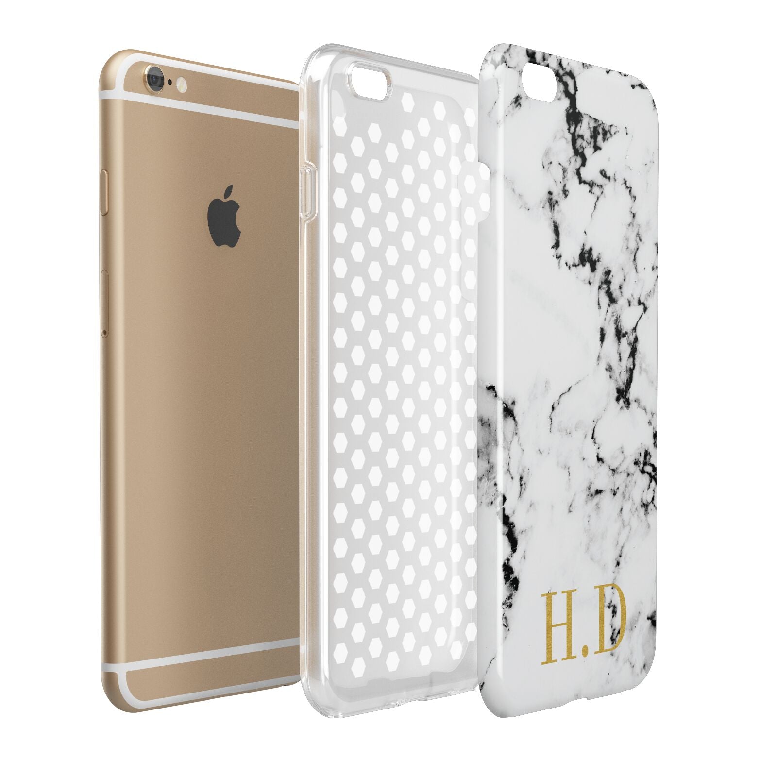 Personalised Gold Initials Marble New Apple iPhone 6 Plus 3D Tough Case Expand Detail Image