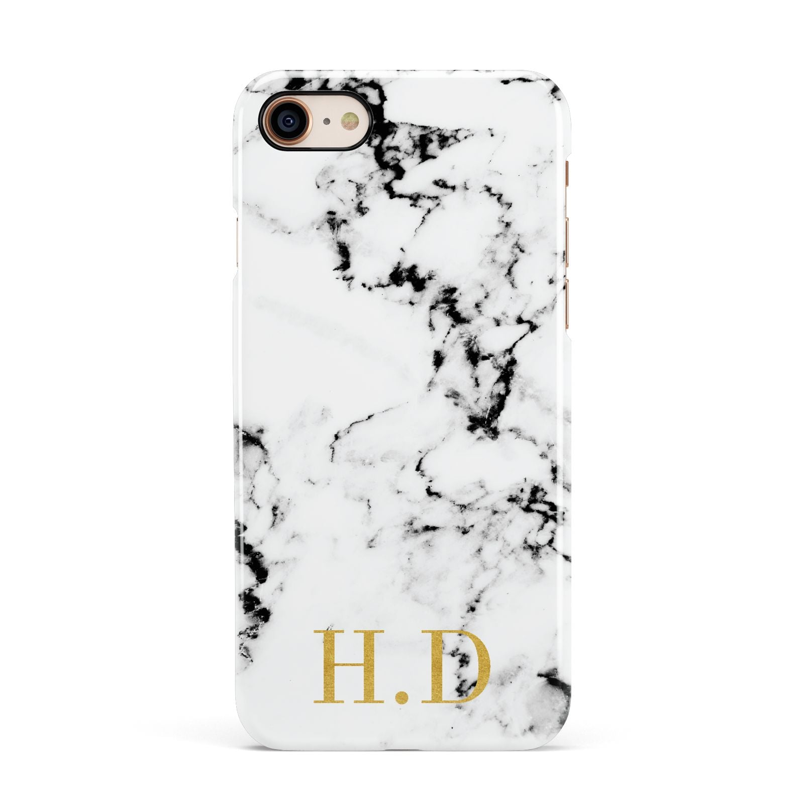 Personalised Gold Initials Marble New Apple iPhone 7 8 3D Snap Case