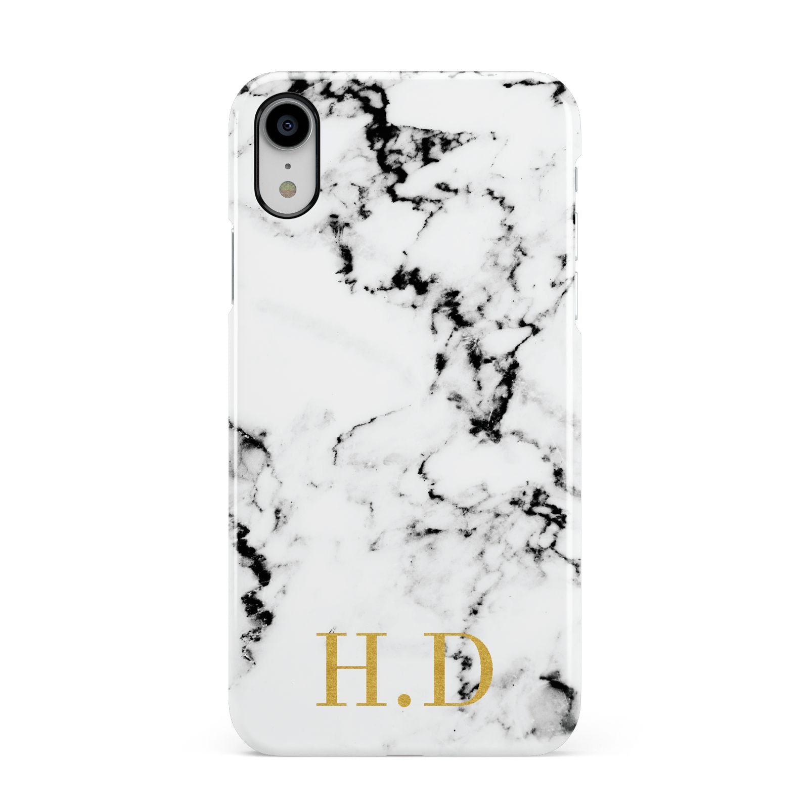Personalised Gold Initials Marble New Apple iPhone XR White 3D Snap Case