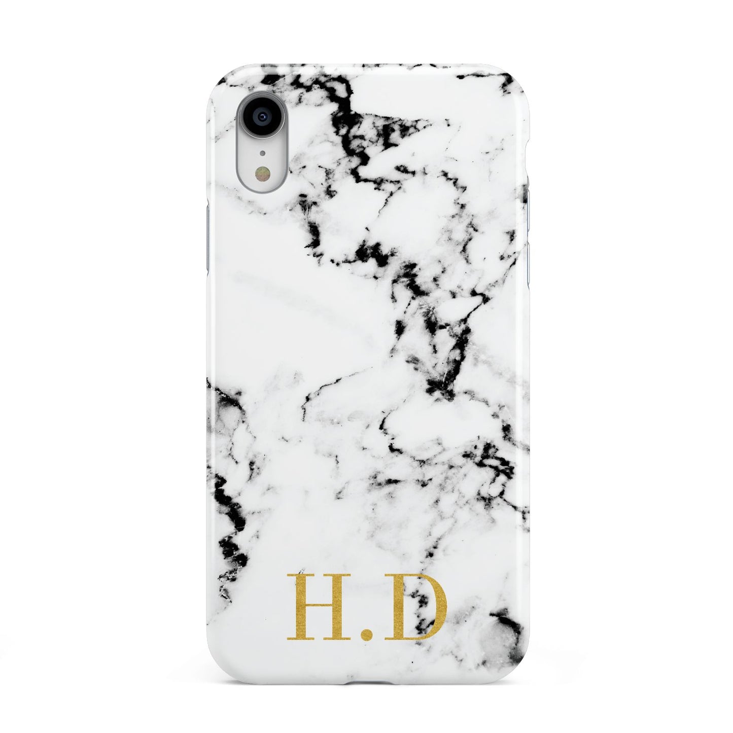 Personalised Gold Initials Marble New Apple iPhone XR White 3D Tough Case