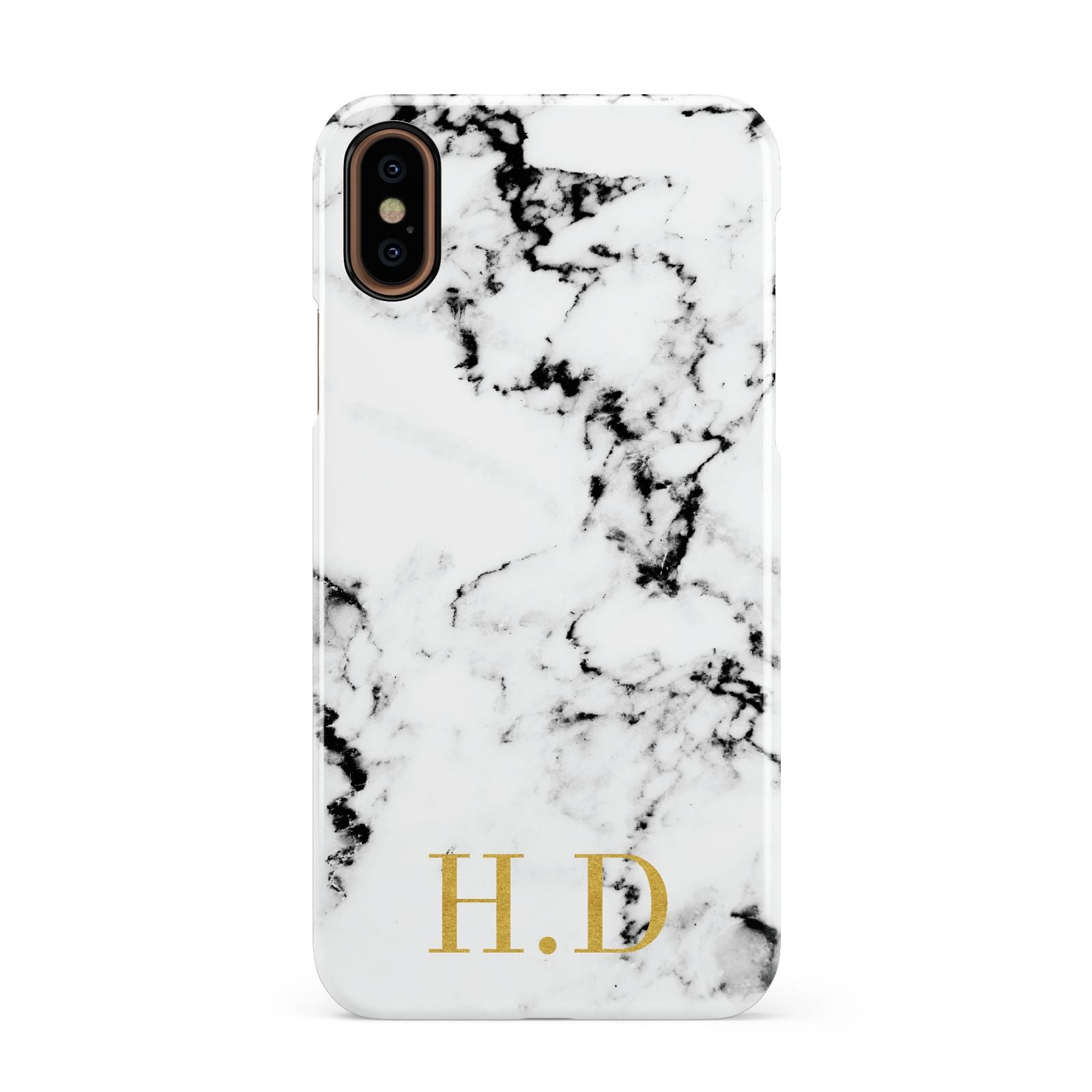 Personalised Gold Initials Marble New Apple iPhone XS 3D Snap Case