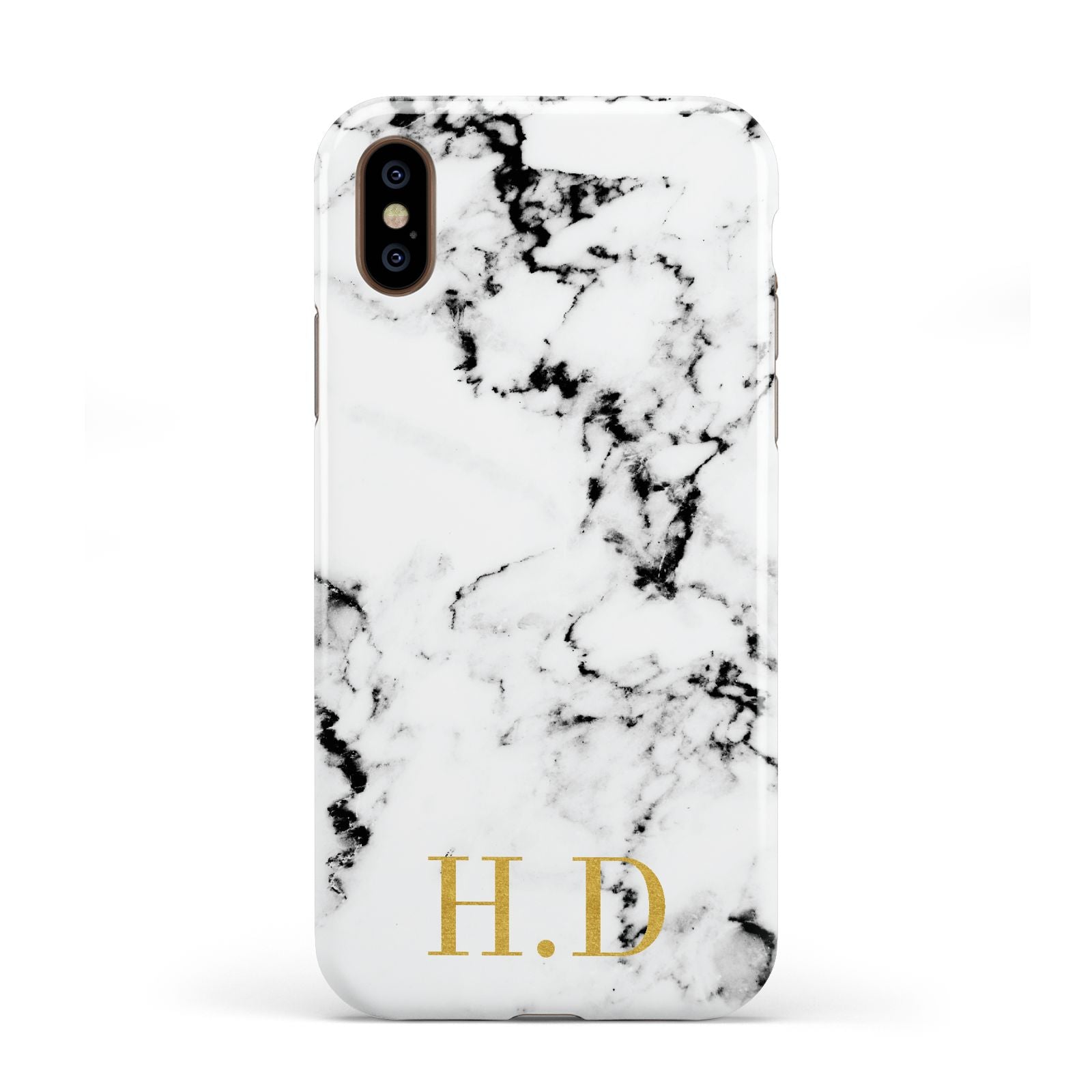Personalised Gold Initials Marble New Apple iPhone XS 3D Tough