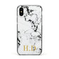 Personalised Gold Initials Marble New Apple iPhone Xs Impact Case Black Edge on Black Phone