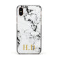 Personalised Gold Initials Marble New Apple iPhone Xs Impact Case Black Edge on Gold Phone