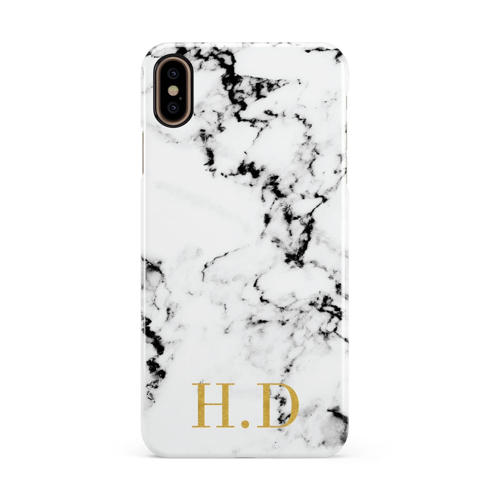 Personalised Gold Initials Marble New Apple iPhone Xs Max 3D Snap Case