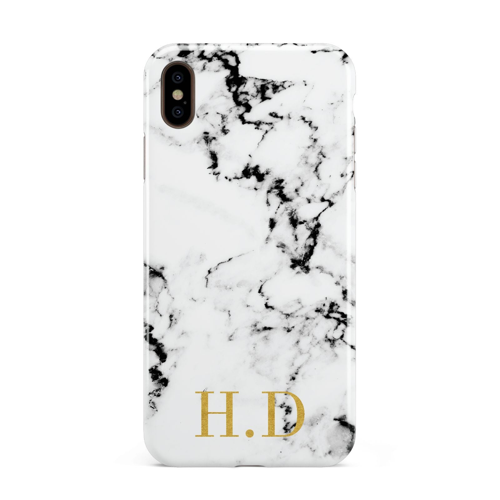 Personalised Gold Initials Marble New Apple iPhone Xs Max 3D Tough Case