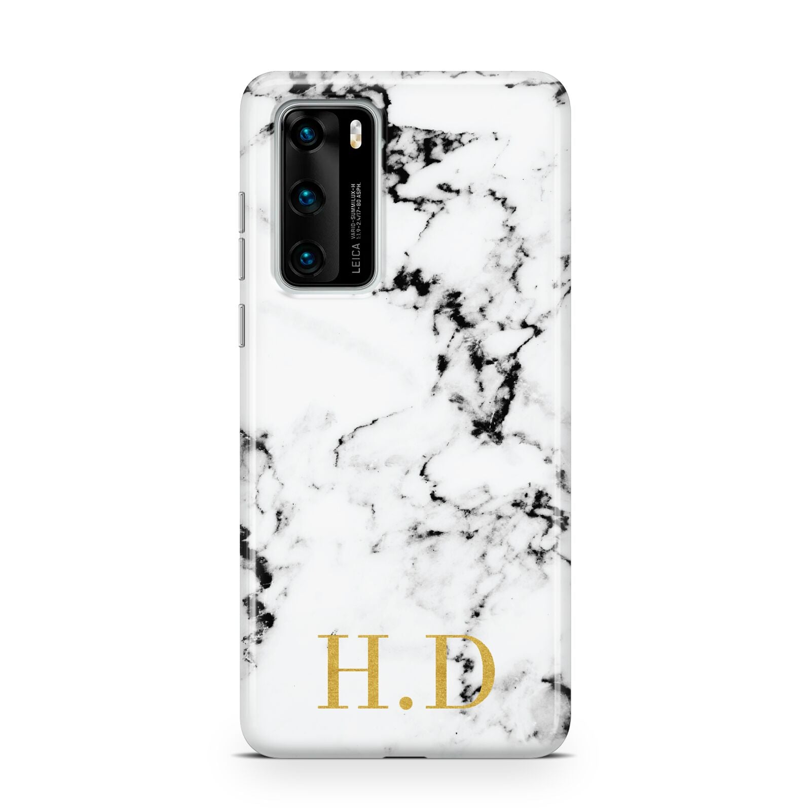 Personalised Gold Initials Marble New Huawei P40 Phone Case