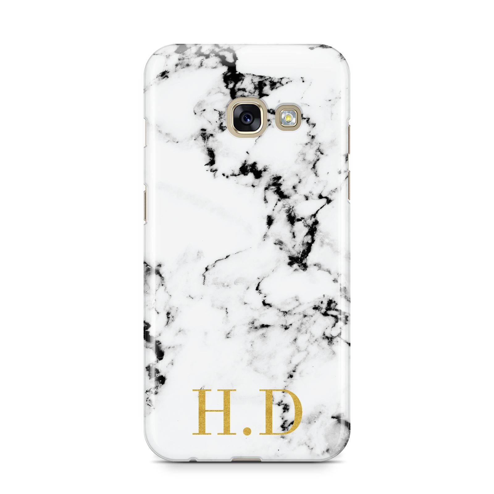 Personalised Gold Initials Marble New Samsung Galaxy A3 2017 Case on gold phone