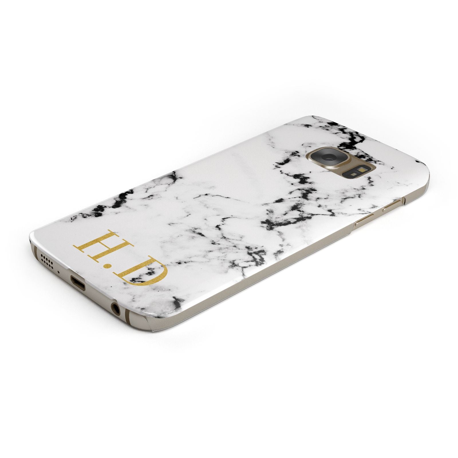 Personalised Gold Initials Marble New Samsung Galaxy Case Bottom Cutout
