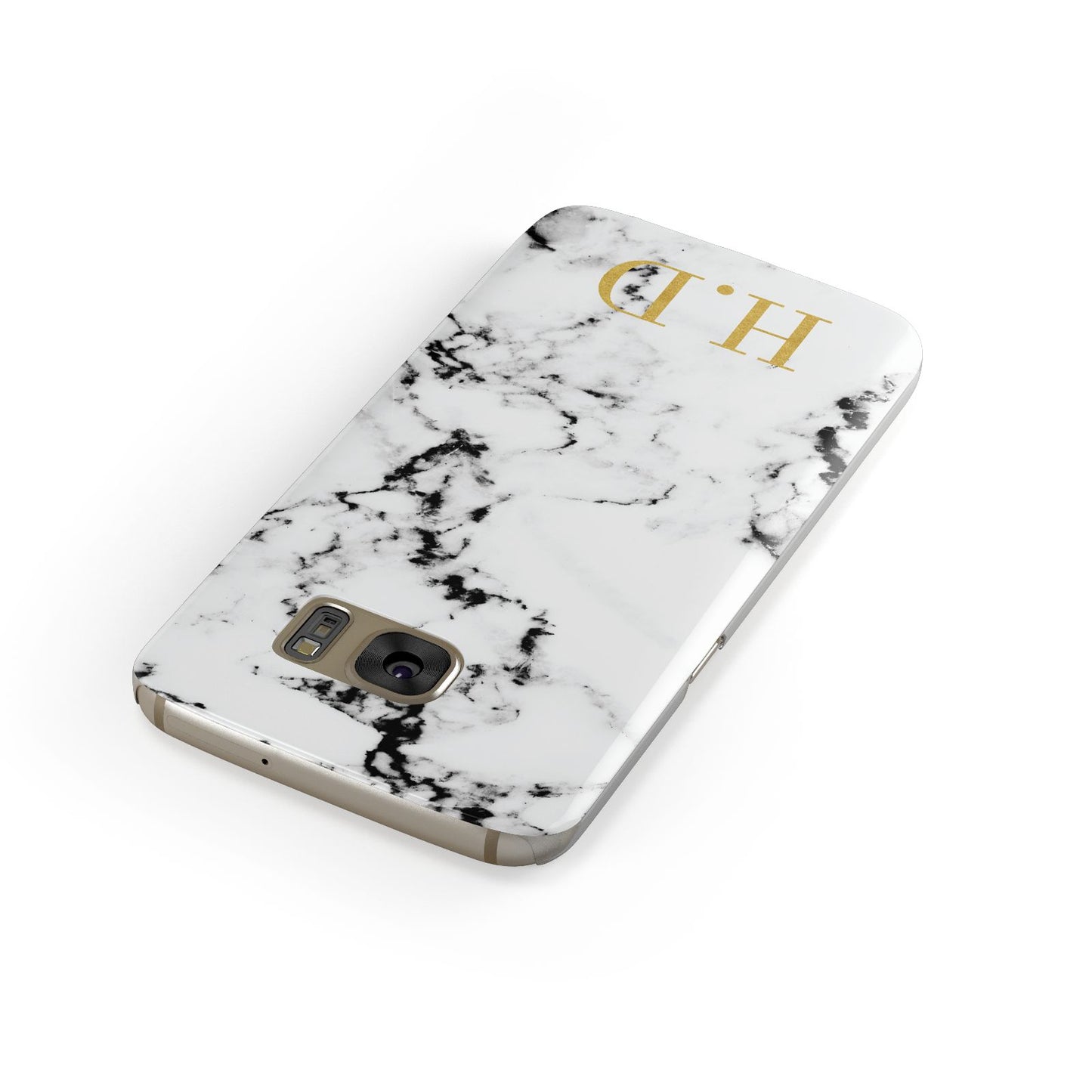 Personalised Gold Initials Marble New Samsung Galaxy Case Front Close Up
