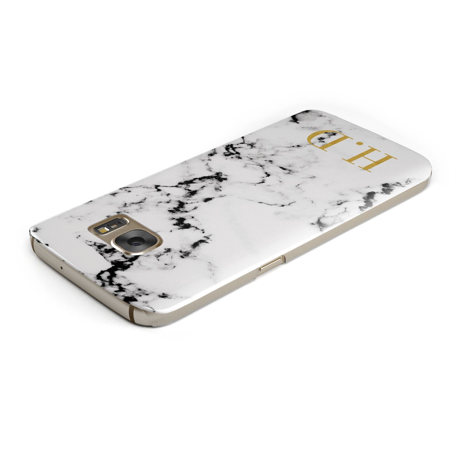 Personalised Gold Initials Marble New Samsung Galaxy Case Top Cutout