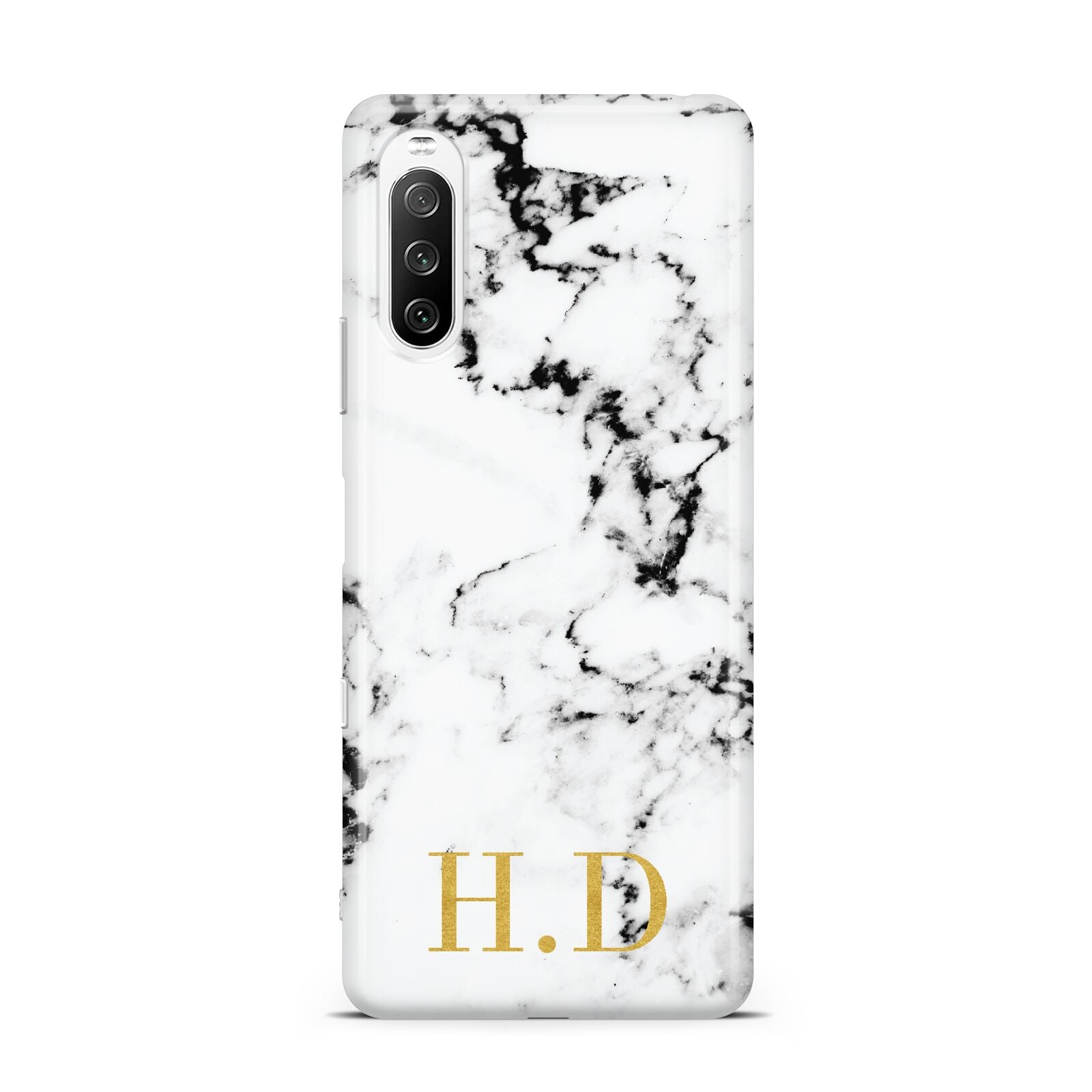 Personalised Gold Initials Marble New Sony Xperia 10 III Case