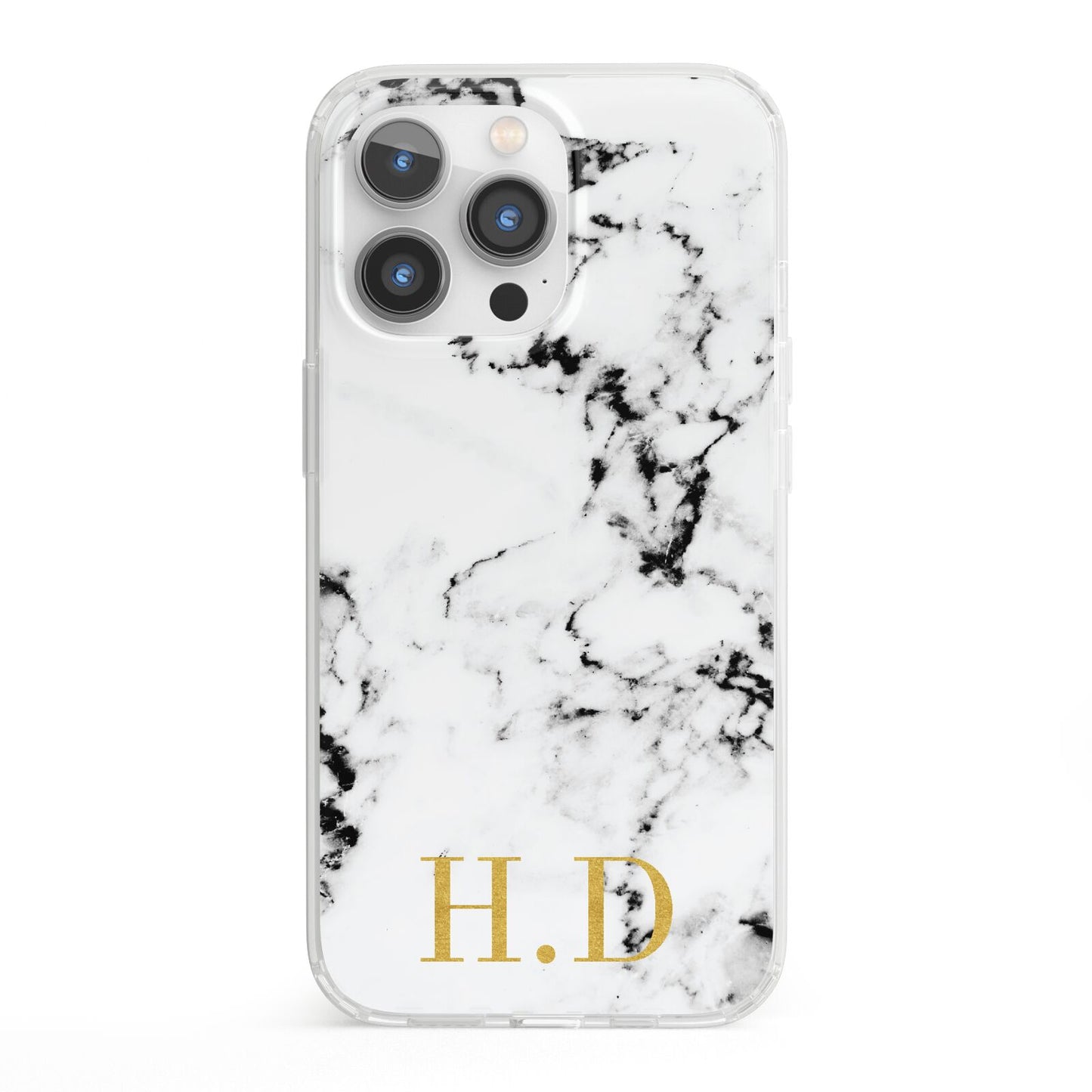 Personalised Gold Initials Marble New iPhone 13 Pro Clear Bumper Case