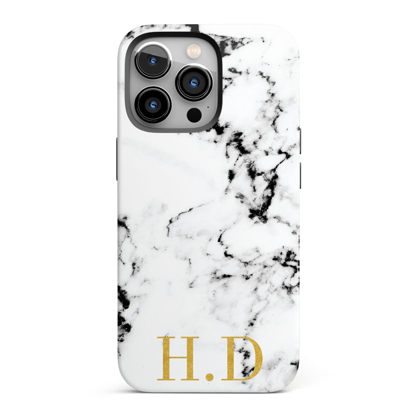 Personalised Gold Initials Marble New iPhone 13 Pro Full Wrap 3D Tough Case