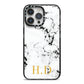 Personalised Gold Initials Marble New iPhone 14 Pro Max Black Impact Case on Silver phone
