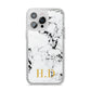Personalised Gold Initials Marble New iPhone 14 Pro Max Glitter Tough Case Silver